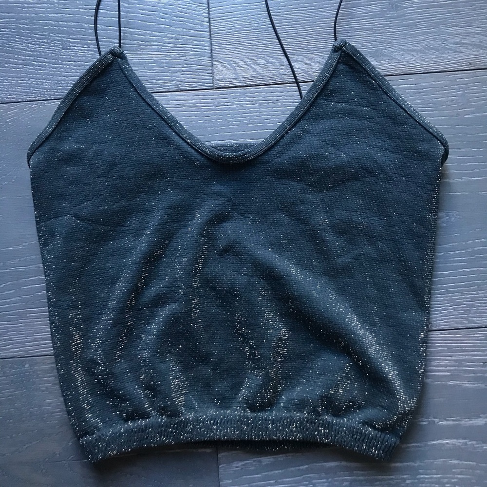Free People blue sparkly camy